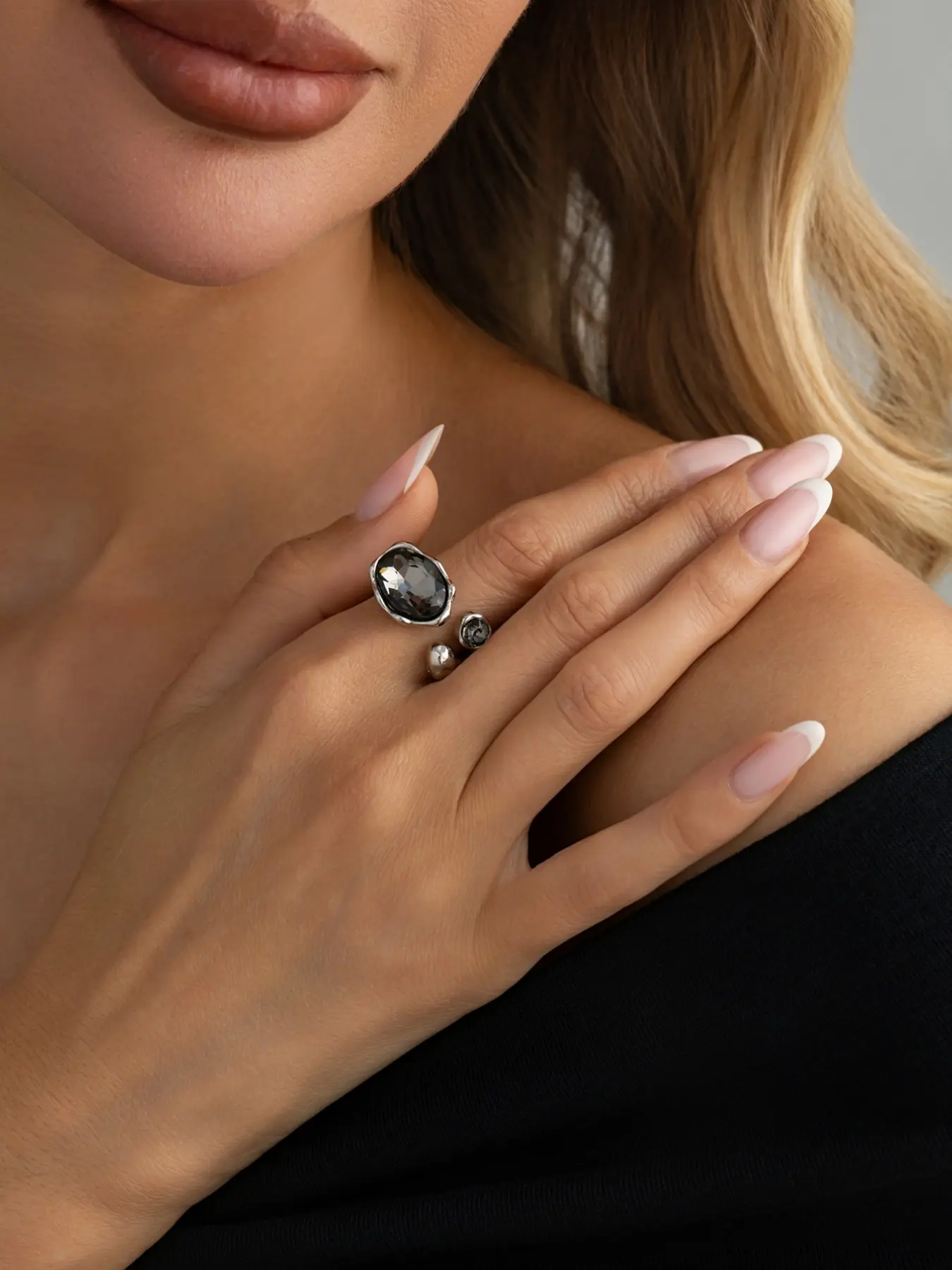 Spring Summer Luxury Irregular Acrylic Crystal Open Ring, Unique Style Accessory, All Seasons Fashion Jewelry, Elegant Fashion Rings