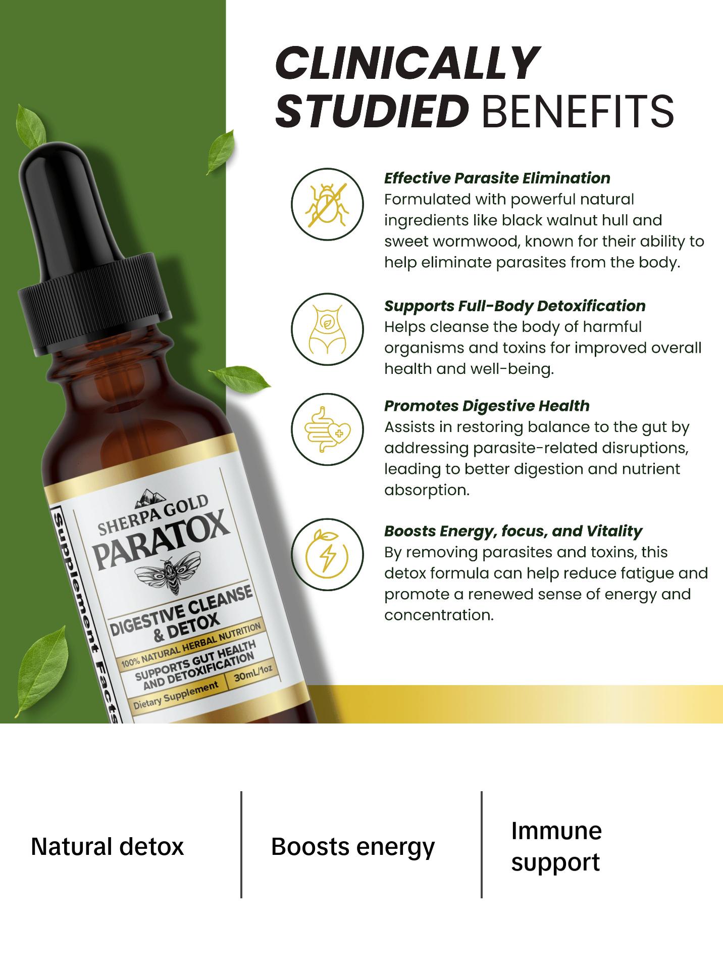 Paratox Detox & Cleanse Natural- Sherpa Gold Healthcare Supplement