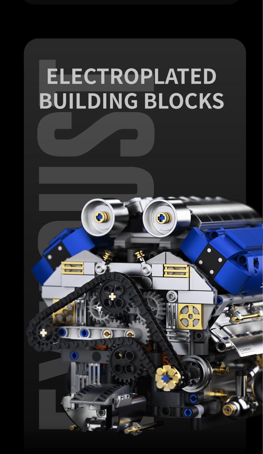 V8 Engine Model Kit That Runs, Motorized Visible Engine Building Set, Mechanical Chain & Cylinder Linkage Structure, STEM Learning Construction Toy, Holiday Birthday Gift for Car Enthusiasts & Adults