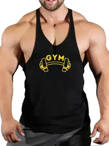 Men's Gym Barbell Graphic Tank Top, Lightweight Sleeveless Gym Training Shirt, Loose-Fitting Workout Top for Fitness Enthusiasts