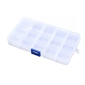 10/15 grid storage box, jewelry box, small earring accessory box, transparent plastic multi-grid parts box with lid, pill box