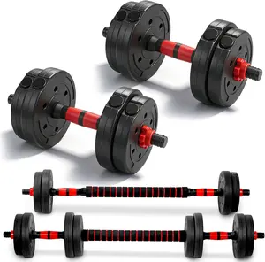 Adjustable Weights Dumbbells Set, Free Weights with Connector, Convertible Dumbbell Barbell Push-Up Stand Set, 3 in 1 Home Gym Fitness Weight Set for Men and Women Gzdisbek