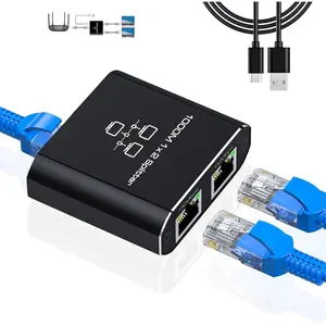 Ethernet Splitter 1 to 2 - Network Splitter with USB Power Cable, RJ45 Internet Splitter Adapter 1000Mbps High Speed for Cat 5/5e/6/7/8 Cable [2 Devices Networked Simultaneously]