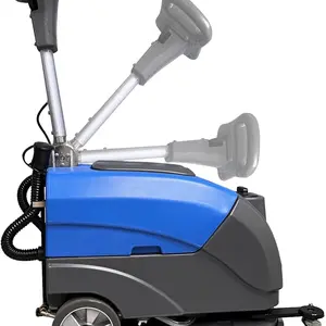 Emotor 15'' Brush Foldable Walk Behind Hand Push Floor Scrubber Machine (Blue) - Household Cleaning Equipment