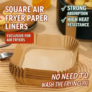 Bulk Value for Daily Air Frying | Square Parchment Paper Liners | Easy Lift-Out Design | Fits Most Major Brands