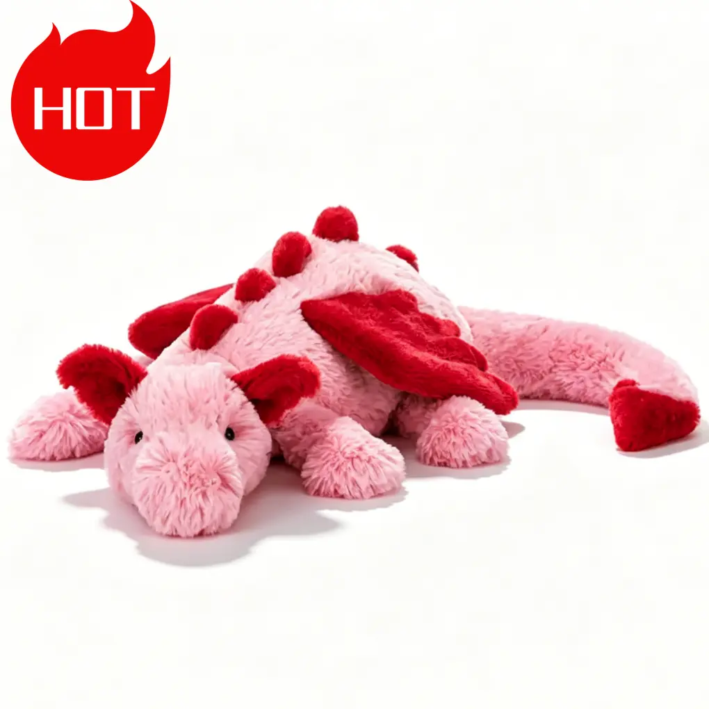 19.7in Cute Pink Dragon Plush Toy Soft Stuffed Animal Fantasy Dragon Plushie for Kids Adults Birthday Gift Home Decor