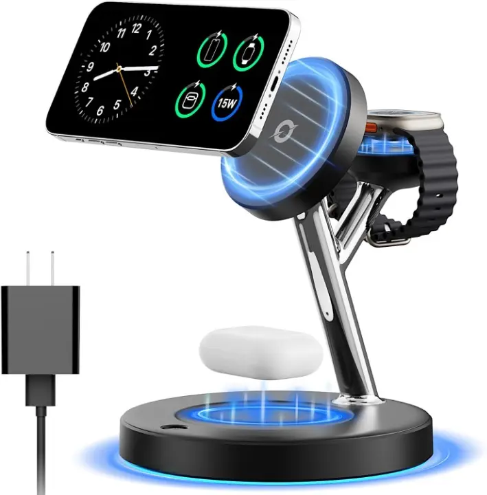 3 in 1 Charging Station for Apple Compatible，Charging Speed Increased by 28%, Magsafe Charger Stand，for iPhone 17-12 Wireless Charging Station,for AirPods Wireless Charger for iWatch Series