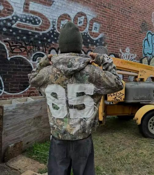 Men's American-style retro high street trendy letter-printed casual fashion hoodie