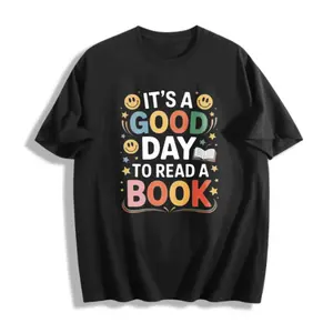 Men’s 100% Cotton Graphic Print T-Shirt S-5XL Plus Size Casual Summer Wear For Book Lovers Good Day To Read A Book Perfect Gift For Him