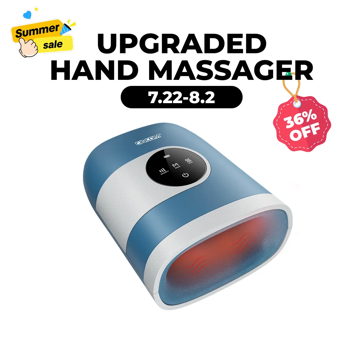 CINCOM Upgraded Hand Massager, Cordless Finger Soother with Comfort Warmth, Customizable Settings, Rechargeable, Provides Soothing Relaxation, Wonderful Gift for Loved Ones,dorm essentials