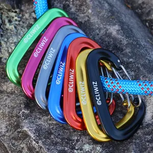 Outdoor climbing climbing buckle Color keychain Aviation aluminum climbing quick hanging spring hook hammock buckle 12kN