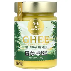 4th & Heart Ghee Clarified Butter, Grass-Fed, Original Recipe, 9 oz (255 g)