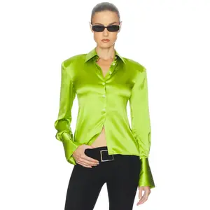 Helsa The Silk Charmeuse Shirt in Paradiso Green