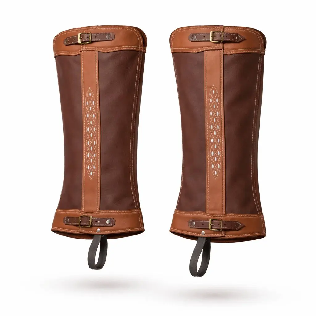 Charro Tan Beige Leather Piel Polainas Villistas Chaps