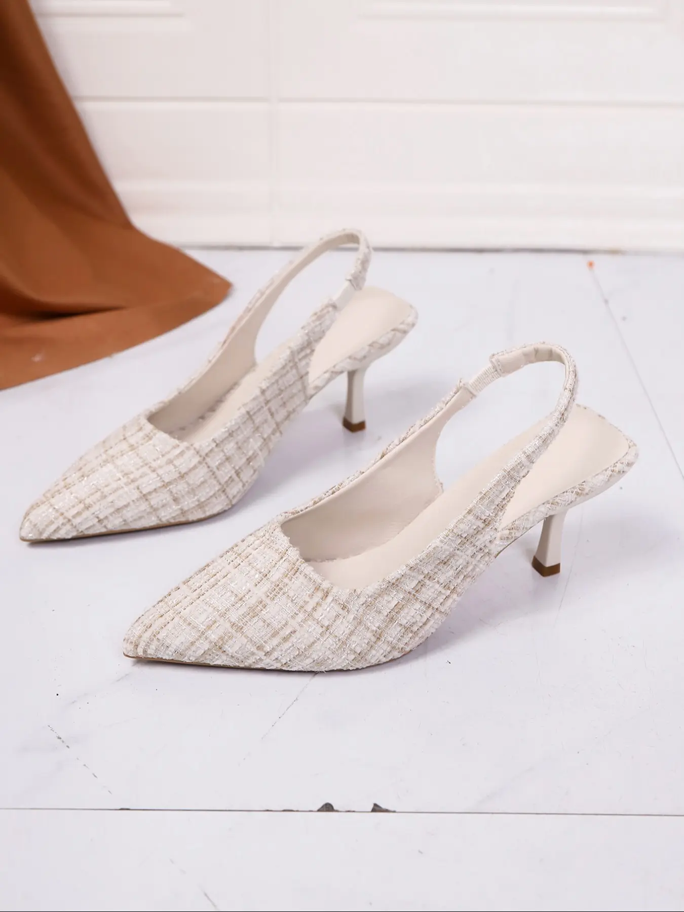Women's Stiletto Heel Floral Print Fashion Shoes, Textile Upper & Rubber Sole, All-Season Comfortable Design, Perfect for Office Wear