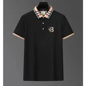 High quality short sleeve men's POLO shirt summer fashion contrasting color embroidery high-end soft golf top breathable T-shirt(Rain Shoes)
