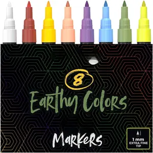 Liquid Chalk Markers (8 Pack, 1mm Extra Fine Tip) for Chalkboard Signs, Blackboard, Window, Calendar, Bistro, Glass,  | Washable Pastel Liquid Chalk Pens - Erasable Ink Chalkboard Markers