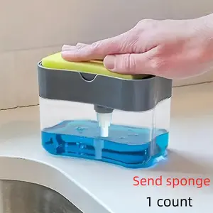 Automatic Soap Dispenser, 1 Set Sponge Soap Dispenser with Sponge, Manual Soap Dispenser, Bathroom Supplies for Home Kitchen, Soap Container