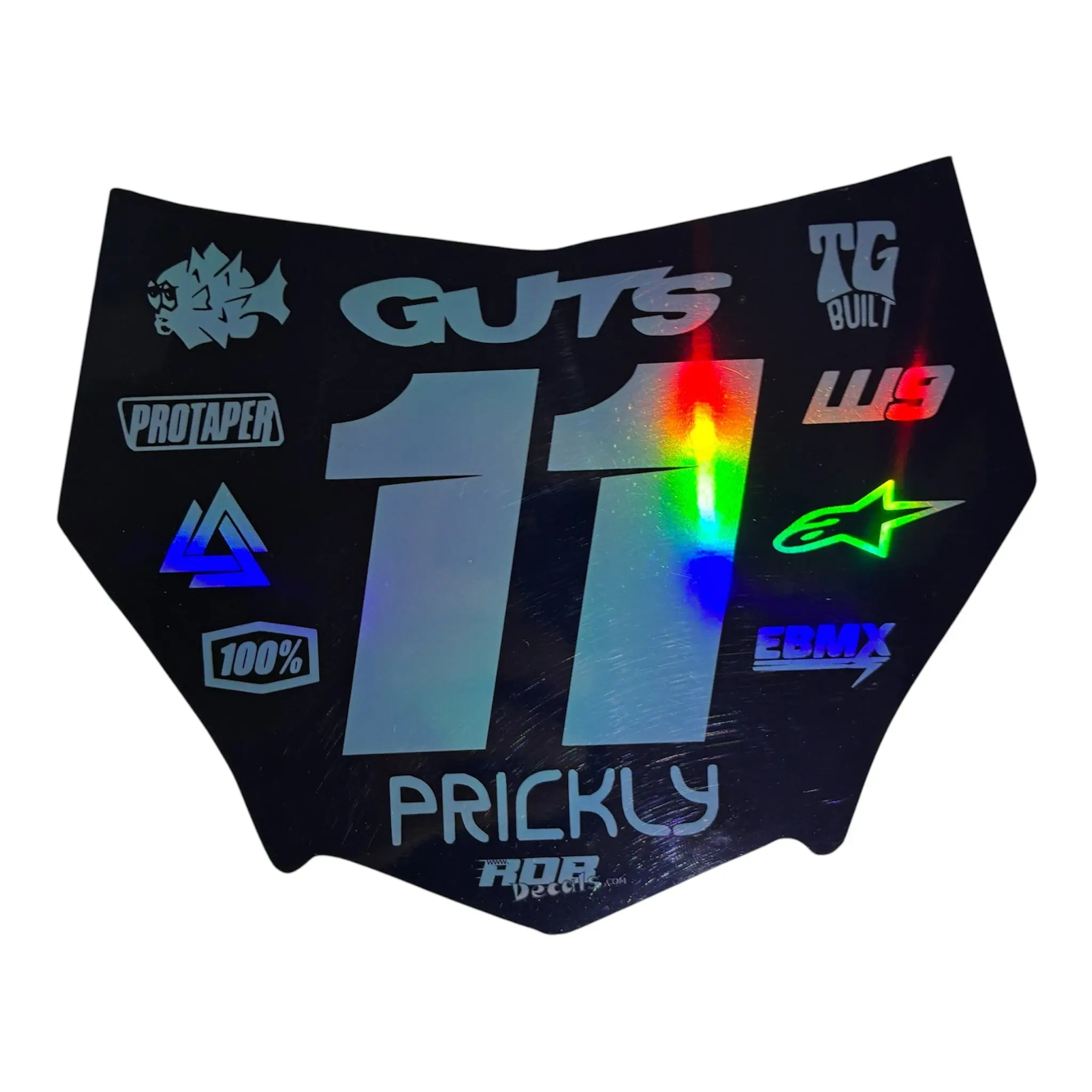 MotoCutz Plate Decal — 11 Logo — Metalic Gray