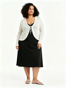 Women's Plus Size Knit Cardigan, Long Sleeve Lightweight Soft Breathable Comfort, Casual Beach Vacation, Matching Dress, Stylish and Relaxing