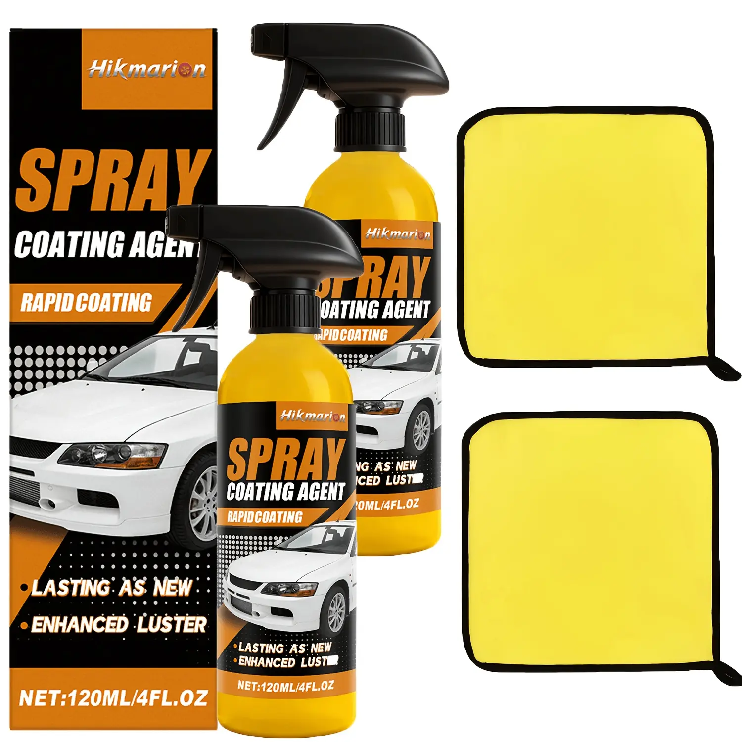 2-Pack Car Ceramic Coating Spray, Fast-Acting Cleaner and Gloss Enhancer, Easy Auto Paint Protection for Long-Lasting Shine