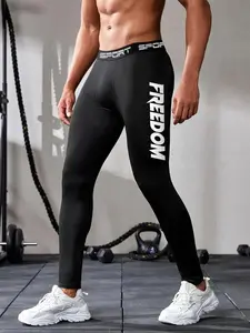 1-Pack Men's Compression Leggings with Print, Breathable Sporty Bottoms, Quick Dry High Stretch Athletic Base Layer Pants, Breathable Performance Training Tights Designed for Gym Fitness, Running, Outdoor Training, Fitness Sports Pants