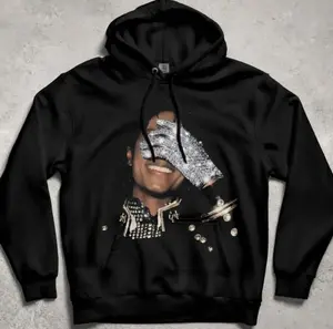 Michael Jackson King of Pop Hoodie, Sparkling Glove Portrait Art, Unisex Michael Jackson Biopic Movie Merch