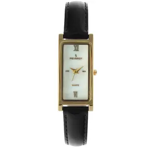 Peugeot Women 36x18mm Watch Glossy Black Leather Strap