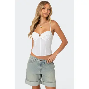 Semi Sheer Linen Look Corset Semi Sheer Linen Look Corset
