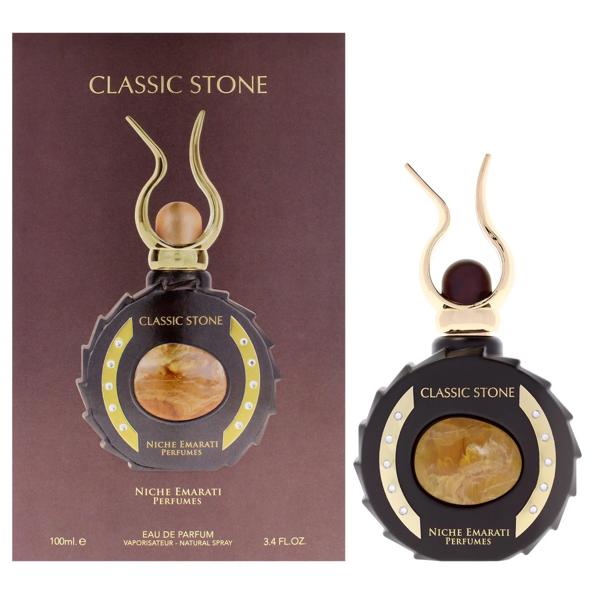 Lattafa Niche Emarati Classic Stone Eau De Parfum Unisex — Cardamom, Saffron, Cumin, 3.4 oz (100 ml) | violet, cardamom perfume, suede, saffron perfume, nutmeg, cardamom saffron, saffron cumin, cumin violet, cumin perfume, cardamom fragrance, spicy scent