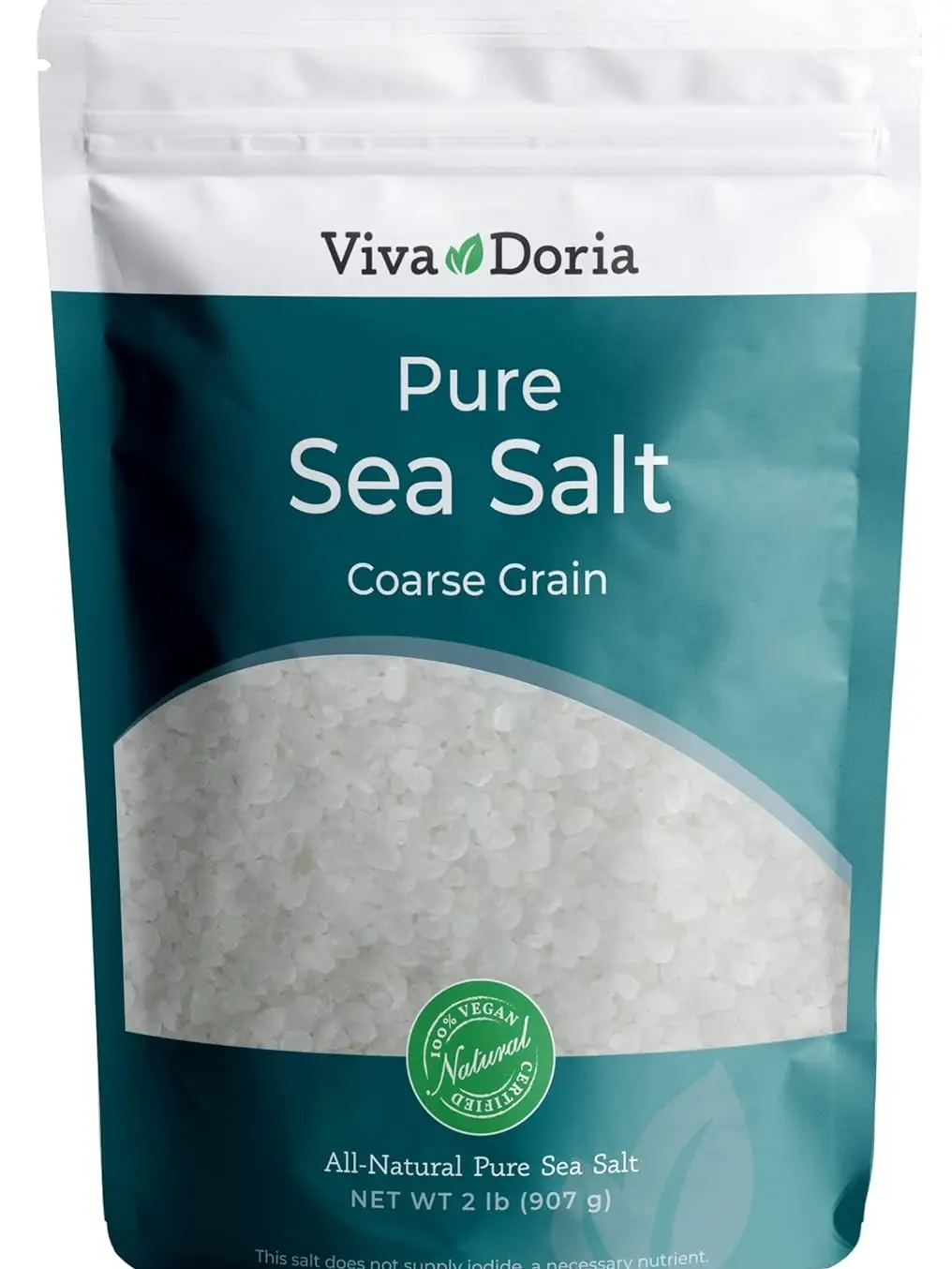 Viva Doria Pure Sea Salt, Coarse Grain, 2 lb | Ideal For Salt Grinders