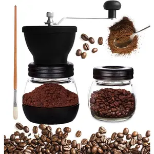 Manual Coffee Grinder with Ceramic Burr – Hand Coffee Mill with Stainless Steel Handle, Perfect for Drip Coffee, Espresso, French Press & Turkish Brew