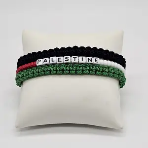 Palestine Flag Macrame Bracelets 3 piece set, Handmade, Adjustable, Patriotic, Cord Bracelets, Men's, Women's Gifts