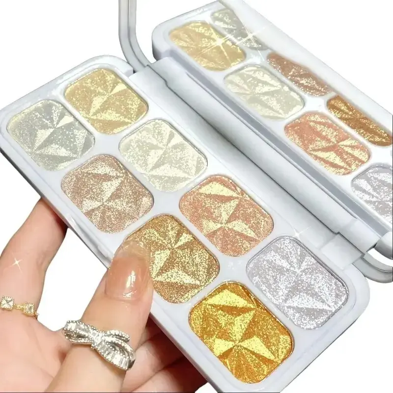 Highlighter Makeup Palette for Face Highlighters & Luminizers iluminadores de maquillaje profesional Gold Cheek Diamond Shimmer Stick Glitter Contour Bronzer and Highlighter Palette Visit the evpct Store