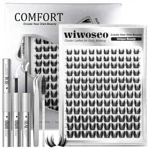 120 Piece Rabbit Eyelash Cluster Set, Cartoon Fairy Pointed Lashes, Wet Look Effect, Dense Mixed Length, Beginner Friendly with Glue