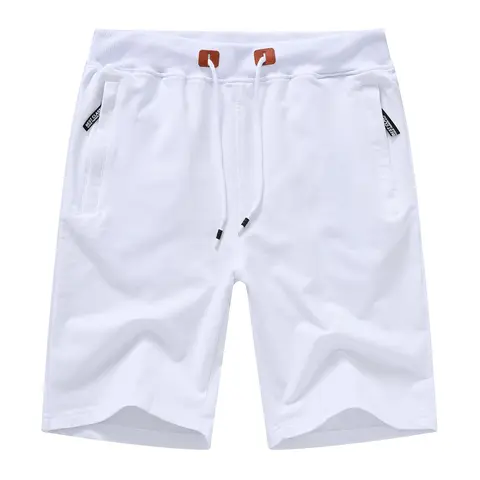 QPNGRP Menswear Men's Stretchy Elastane Outdoor Drawstring-Belted Shorts, Cotton-Blend Stretch Fabric Moves Easy Athletic Bottoms with Zipper Pockets & Elastic Waist, Fitted Cut for Running & Casual Wear