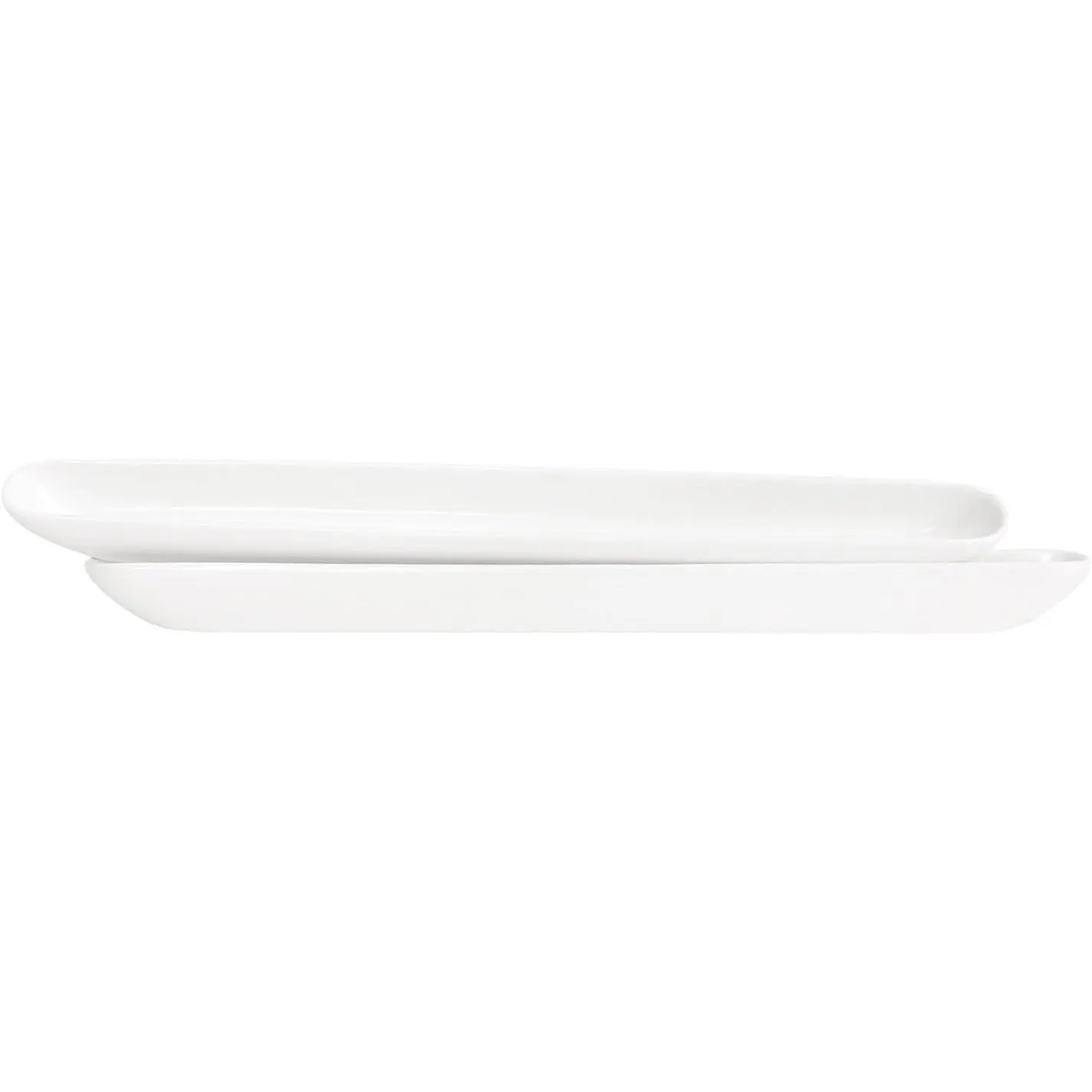 Olive Plate Cracker Cookies Tray, Set of 2 Porcelain Olive Canoe Cracker for Serving Trays, Food Display Cracker Serving Tray, Party Platter 16.1 Inch White