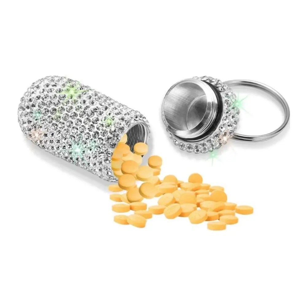 1pcs Rhinestone Small Medicine Bottle Keychain, Keychain Collectibles, Stylish Accessory for Keys, Perfect Gift Idea, Durable & Elegant Design