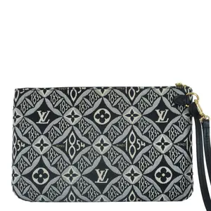 Pre-owned Louis Vuitton Since 1854 Jacquard Canvas Clutches & Wristlets Neverfull Since 1854 Jacquard Wristlet Pouch Black