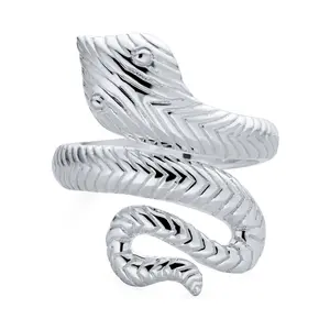 Egyptian Cobra Snake Wrap Coil Boho Statement Ring .925 Sterling Silver