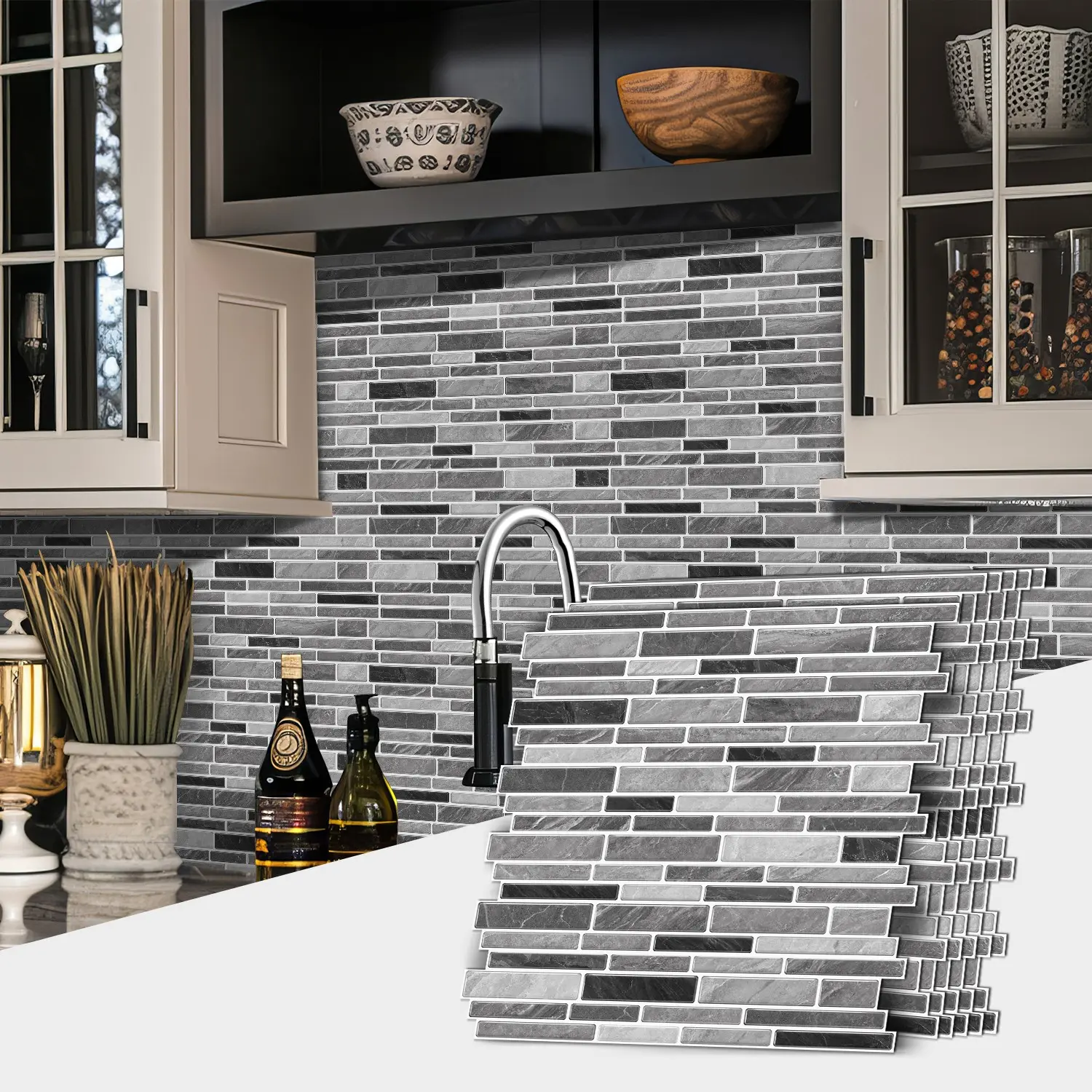 6pcs/12pcs Faux Marble Mosaic Tiles, Kitchen Bathroom PVC Waterproof Self-adhesive Decorative Wall Stickers, Marble Backsplash Wallpaper, Suitable for Home Wall Decoration, 12 In X 12 Inch Marble Pattern Sticker #TOP PICKS