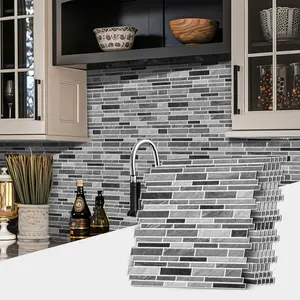 6pcs/12pcs Faux Marble Mosaic Tiles, Kitchen Bathroom PVC Waterproof Self-adhesive Decorative Wall Stickers, Suitable for Home Wall Decoration, 12 In X 12 Inch #TOP PICKS