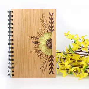 Sunflower Wooden Cover Notebook