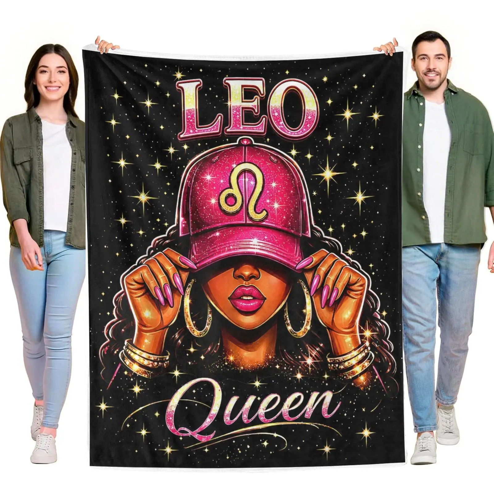 Leo Queen Sassy Black Woman Zodiac Birthday Leo Girl Flannel Blanket