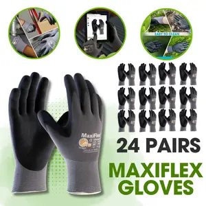 MaxiFlex 24 Pairs Guantes Para Trabajo - MaxiFlex Foam Work For Men - Enhanced Grip Maxi Flex Nitrile Gloves Coated AIRtech ERGObtech GRIPtech HEAT-resistant SHARP OBJECT protection SCREEN-touch