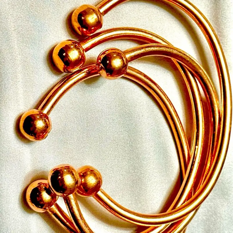 Authentic Wide Thick Copper Magnetic Bangles Stack Set of 4 Unisex Adjustable Sizing 7m Length 2in Thickness 8cm Width Lead Nickel Free