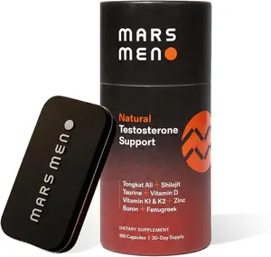 Mars Men 8 in 1 Natural Supplement + Travel Tin | Natural Supplement Premium Tongkat Ali, Fenugreek, Shilajit & Boron - Male Support - Vitality, Energy & Muscle Growth Support - 30 Servings + Travel Tin
