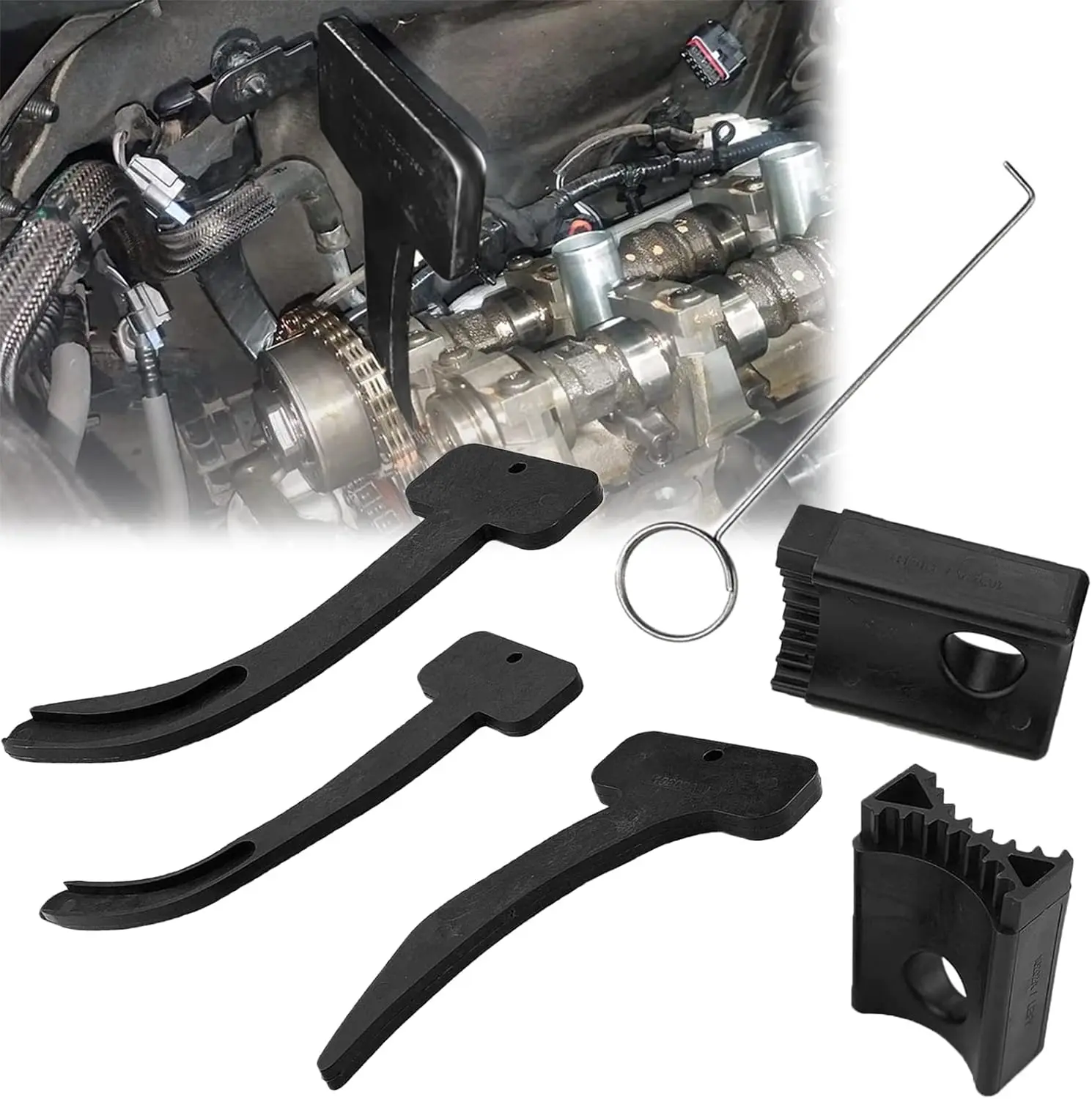 6-Piece Camshaft Phaser Timing Chain Tool Kit with Timing Chain Holders for Timing Service, Compatible with VW, Chrysler, Jeep, Dodge 3.6L Engines, Includes 10200A, 10369A, 10202A Car Assembly & Disassembly Tools, Compatible With 3.6L Engines