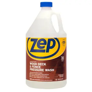 ZEP 1 Gal. Deck and Fence Cleaner, Concentrated Outdoor Cleaner for Decks, Fences, and Patios, Removes Algae and Organic Stains, Fast Acting Formula, Dilutes for Use with Pump Sprayer, Safe for Plants, Remove Mold, Mildew, and Algae Stains