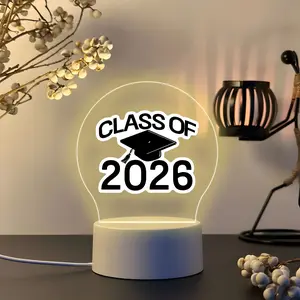 Acrylic Graduation Atmosphere Night Light, Led Warm Light, Class of 2026 Design, USB Powered, Warm Glow, Bedroom Desk Decor, Graduate Memorial Gift